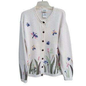 Northern Reflections vintage embroidered floral sweater sz L